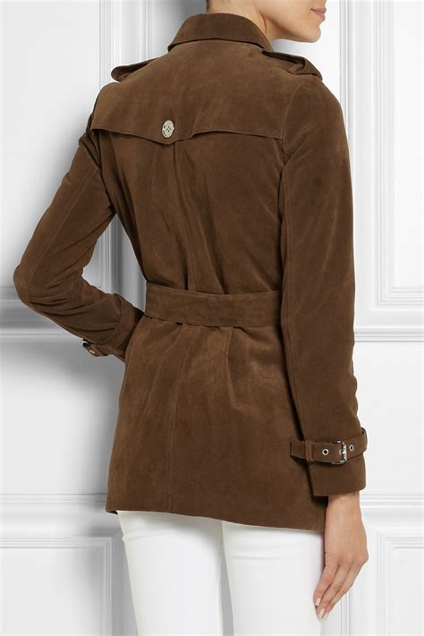 michael kors suede trench|Bonded Suede Trench Coat .